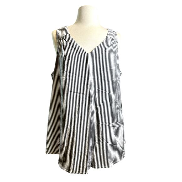 OLD NAVY Pinstripe Flowy Tank Top Size L Minimalist Capsule Wardrobe Casual Chic - Picture 1 of 7